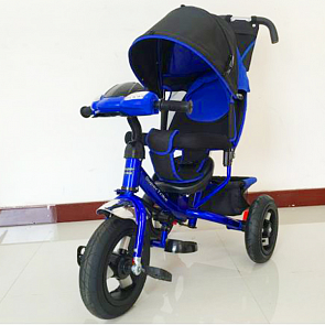 Велосипед 3-х колесный с ручкой и надувными колесами, музыкальная фара, синий (Super Trike,  ST153M-03sim)